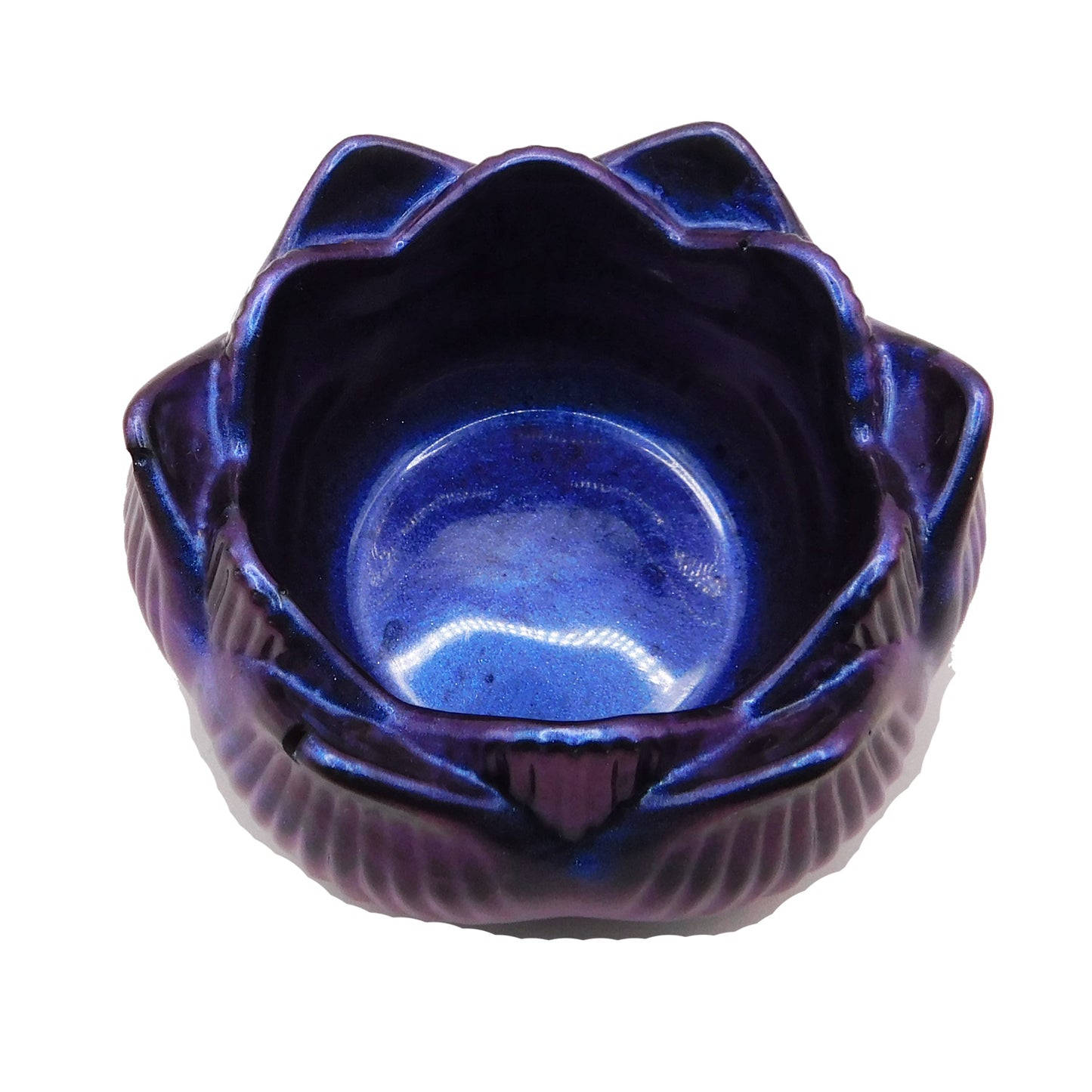Kleines Utensilo oder Teelichthalter metallic violett-blau