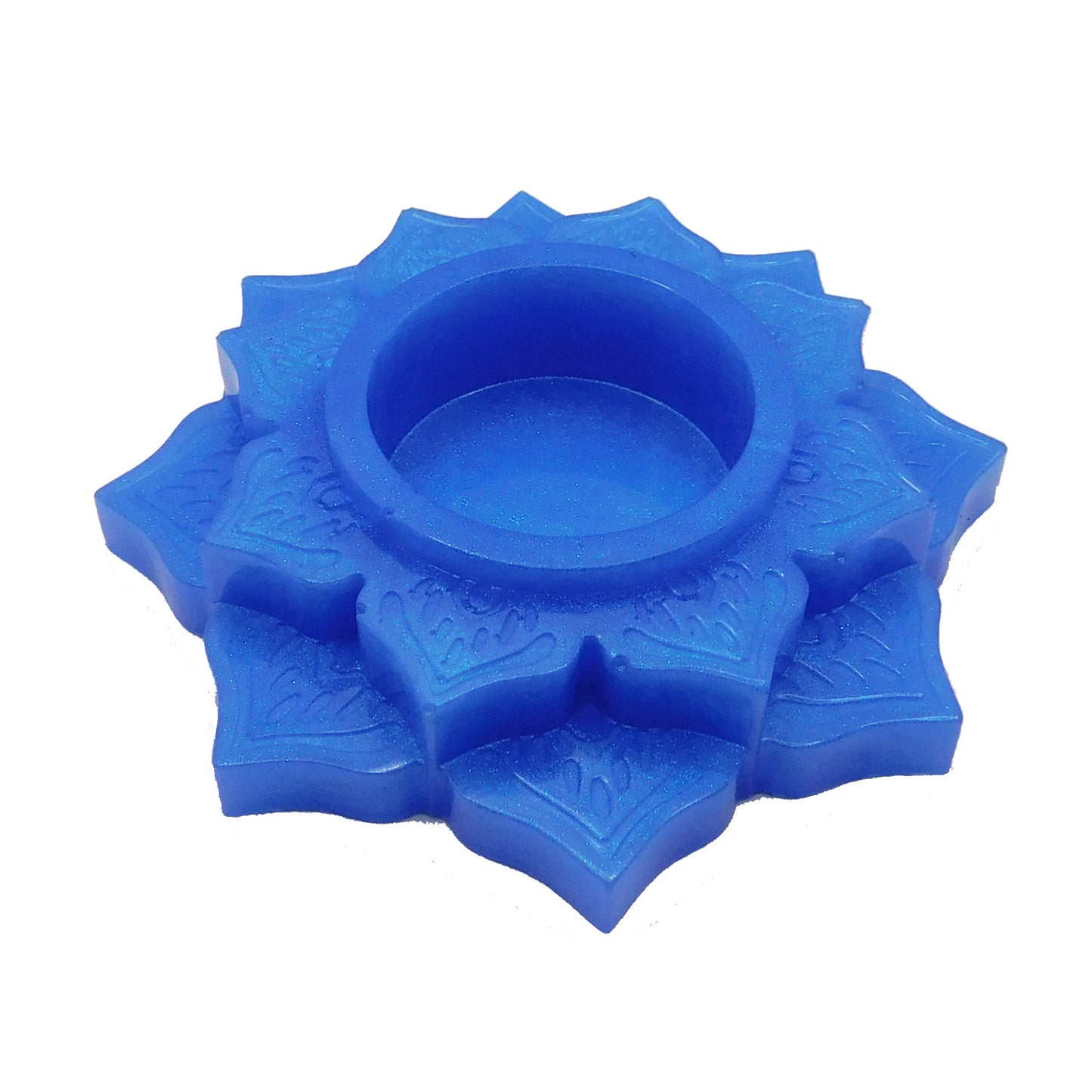 Teelichthalter Lotus metallic blau