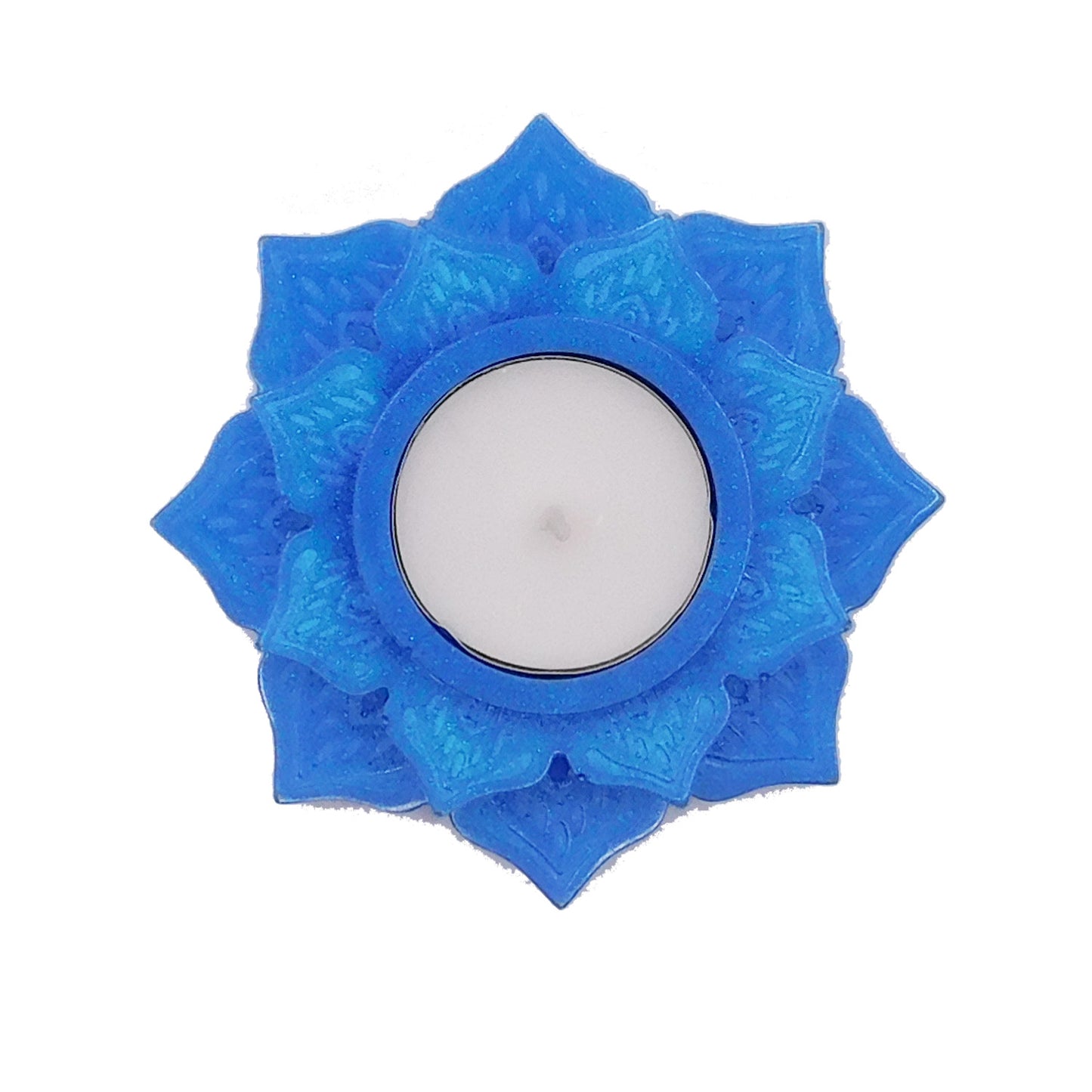 Teelichthalter Lotus metallic blau