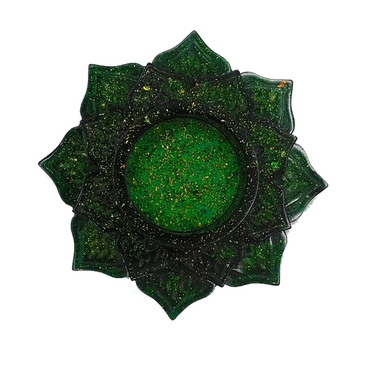 Teelichthalter Lotus Glitzer grün