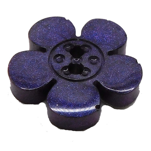 Knopf-Set Blume metallic violett-blau