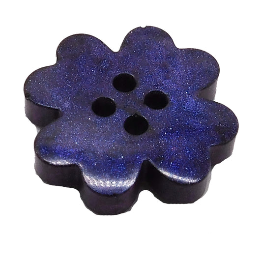 Knopf-Set Kleeblatt metallic violett-blau