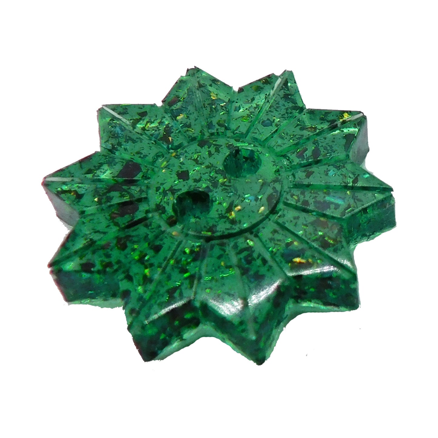 Knopf-Set Sonnenblume Glitzer grün
