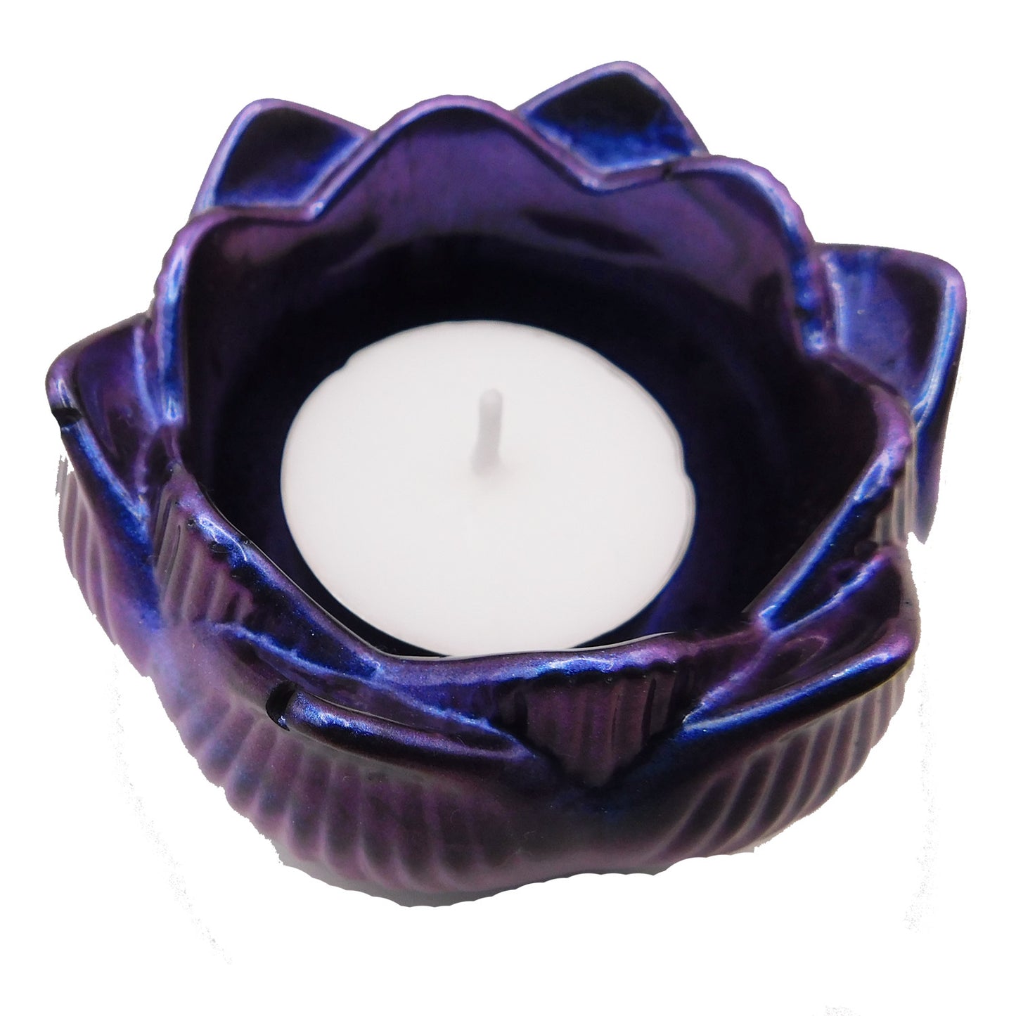 Kleines Utensilo oder Teelichthalter metallic violett-blau