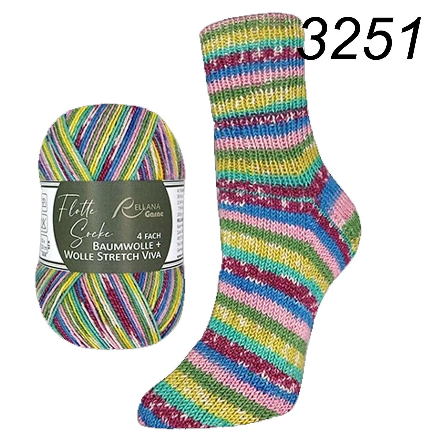 Flotte Socke Baumwolle + Wolle Stretch Viva 4f von Rellana