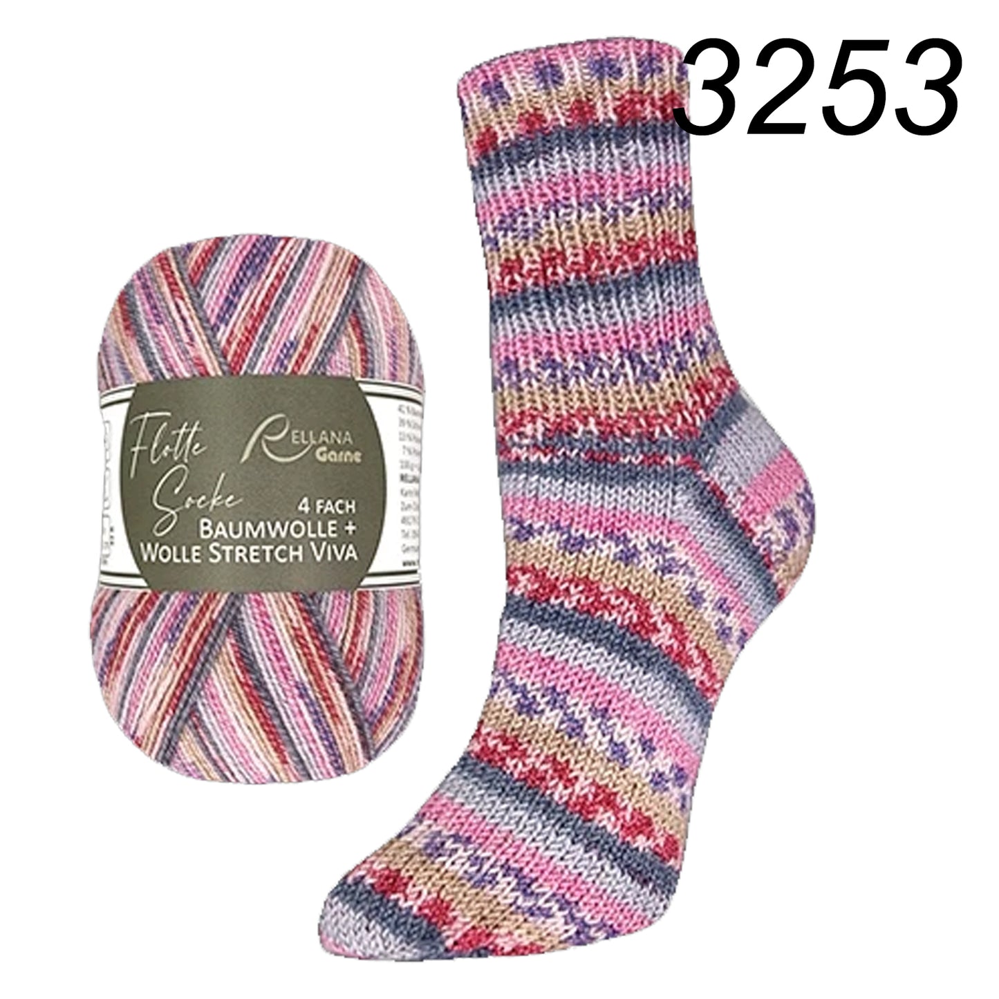 Flotte Socke Baumwolle + Wolle Stretch Viva 4f von Rellana