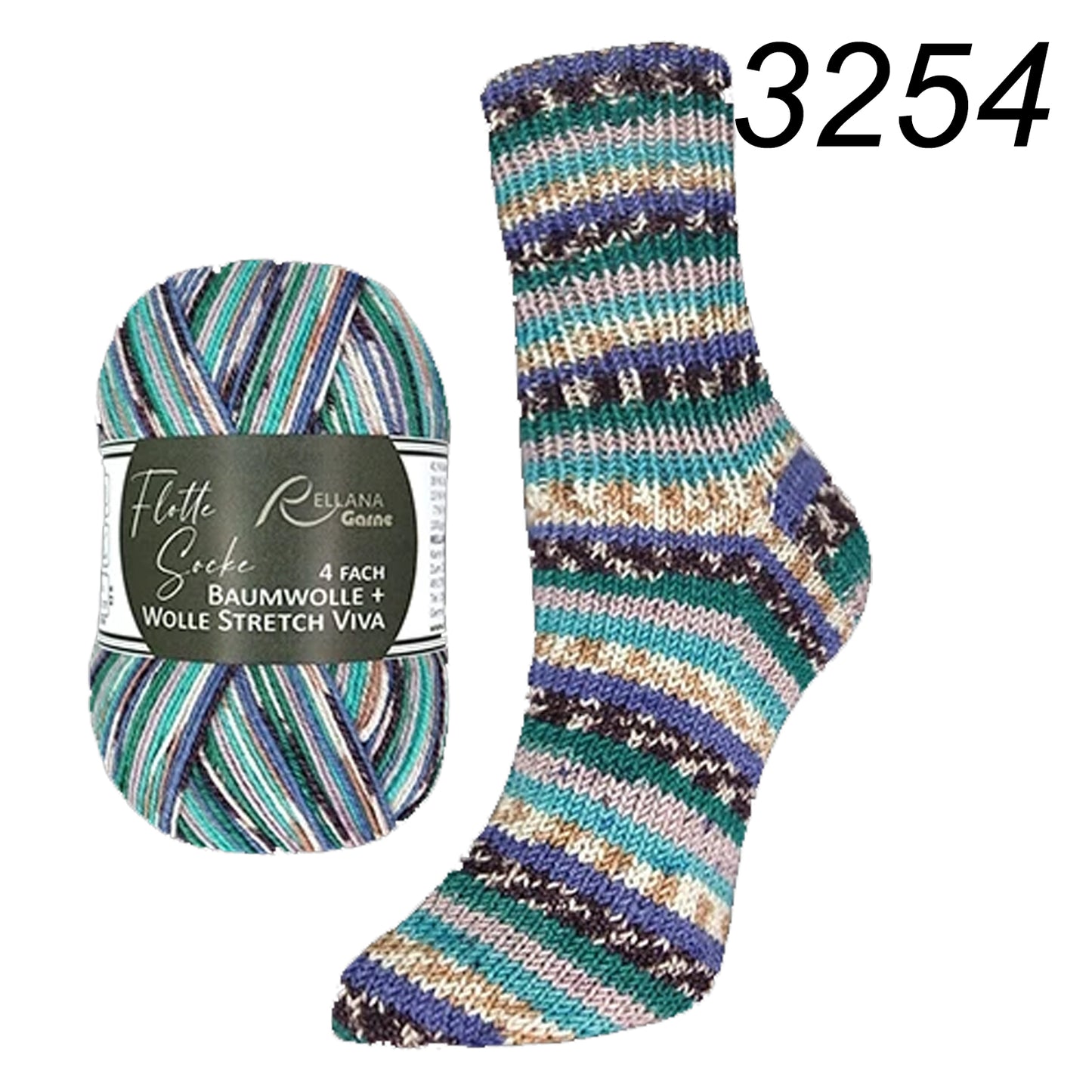 Flotte Socke Baumwolle + Wolle Stretch Viva 4f von Rellana