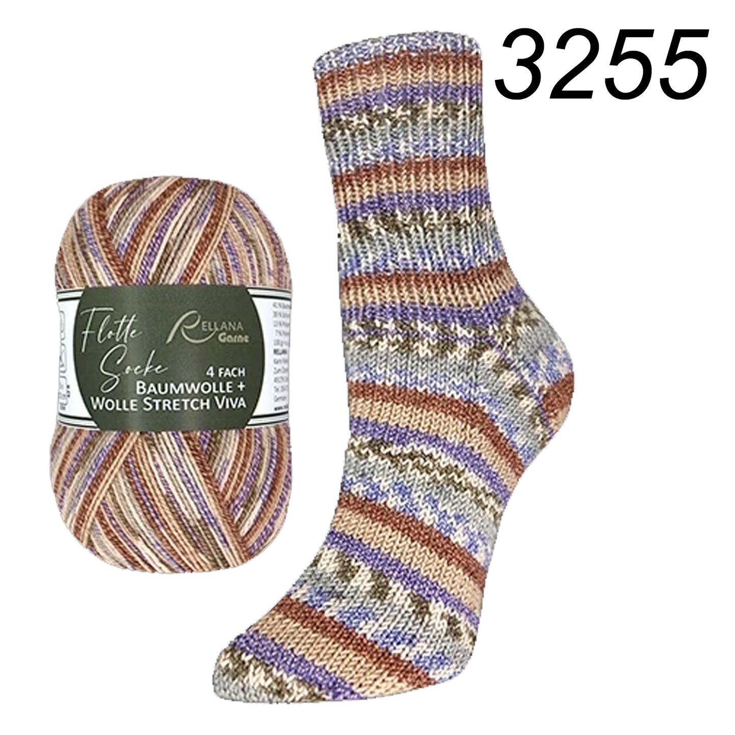 Flotte Socke Baumwolle + Wolle Stretch Viva 4f von Rellana